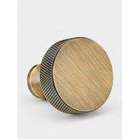 Pushka Home Brass Door Knob - Antique Gold - Round Knurled