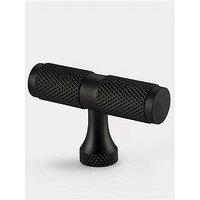 Pushka Home Brass T Bar - Black - Knurled