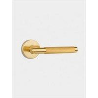Pushka Home Brass Door Lever Handle - Gold - Knurled