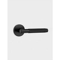 Pushka Home Brass Door Lever Handle - Black - Knurled