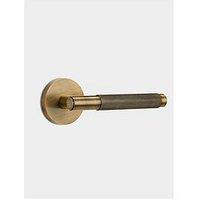 Pushka Home Brass Door Lever Handle - Antique Gold - Knurled
