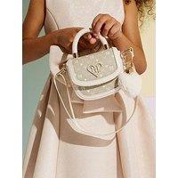 River Island Monogram Crossbody Bag - Cream