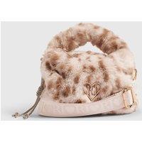 River Island Girls Leopard Faux Fur Crossbody Bag - Cream
