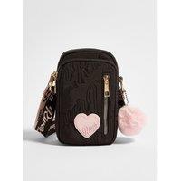 River Island Girls Embroidered Padded Heart Patch Crossbody Bag - Black