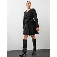 The Very Collection Womens Curve Bow Detail Wrap Front Blazer Mini Dress - Black