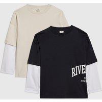 River Island Boys Ri Double Layer T-Shirt Pack Of 2 - Beige