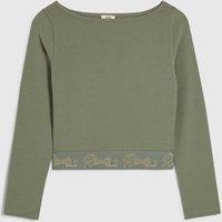River Island Girls Boatneck Waistband Top - Khaki