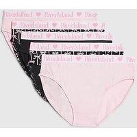 River Island Girls Bow Print Pack Of 5 Briefs - Pink