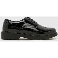 Schuh Patent Brogue Lace Up - Black