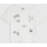 River Island Girls Sequin Angel Embroidered T-Shirt - White