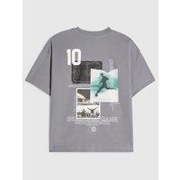 River Island Boys Oversized Football Collage T-Shirt - Blue