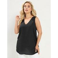 Yours Curve Swiss Moss Cami - Black