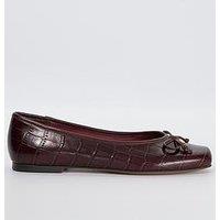 Dune London Harllowe Bow And Metal Charm Trim Ballerina - Dark Red
