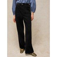 White Stuff Womens Tia Wide Leg Mid Rise Cord Trousers - Black