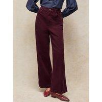 White Stuff Womens Tia Wide Leg Mid-Rise Cord Trousers - Purple