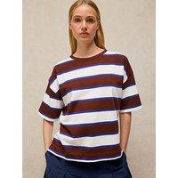 White Stuff Kat Stripe Midweight Tee - Brown Multi