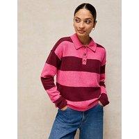 White Stuff Camilla Stripe Collared Jumper - Pink