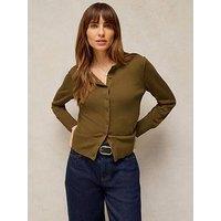 White Stuff Lois Crew Neck Cardigan - Green