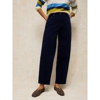 White Stuff Womens Aubrey Barrel Leg High Rise Cord Trousers - Blue