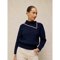 White Stuff Whip Stich Collar Jumper - Blue