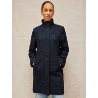 White Stuff Womens Kaia Longline Funnel Neck Coat - Blue