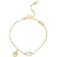 Coach Enamel Signature Tea Rose Charm Linear Bracelet - Gold Tone