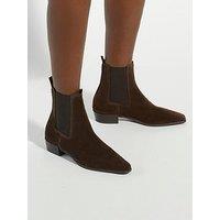 Dune London Parkas Chisel Toe Low Heel Chelsea Boots - Brown
