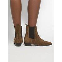 Dune London Parkas Chisel Toe Low Heel Chelsea Boots - Brown