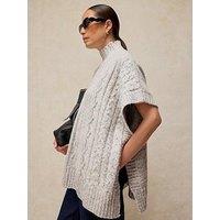 White Stuff Cable Stitch Poncho - Grey