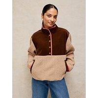 White Stuff Borg Half Placket Borg Fleece Jacket - Beige