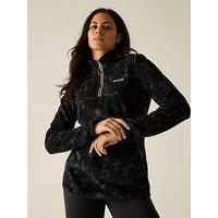 Regatta Ladies Margot 1/4 Zip Fleece-Black Brushstroke Print.