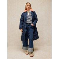 White Stuff Waverley Quilted Longline Puffer Coat - Blue