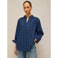 White Stuff Womens Sage Longline Textured Cord Printed Tunic - Blue
