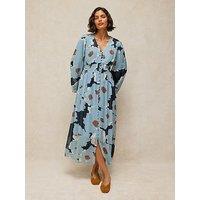 White Stuff Leela Button Through Midi Dress - Blue