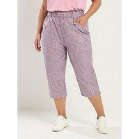 Yours Curve Geometric Print Cropped Trousers - Purple