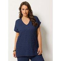 Yours Curve Bubble Texture Top - Blue