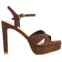 Dune London Mayve Embellished Platform Open Sandals - Brown