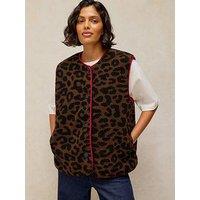 White Stuff Borg Leopard Gilet - Brown