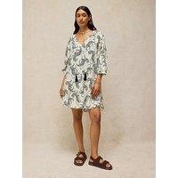 White Stuff V-Neck Tie Detail Beach Dress - Cream