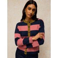 White Stuff Womens Sansa Colourblock Button-Through Cardigan - Pink