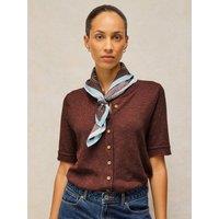 White Stuff Womens Betsy Crew Neck Short Sleeve Cardigan - Brown