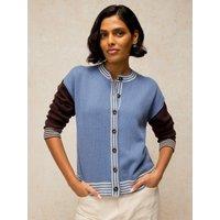 White Stuff Womens Sansa Colour Block Button-Through Cardigan - Blue