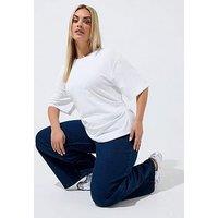 Yours Curve Corset Seam T-Shirt - White