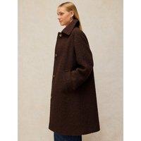 White Stuff Kelsey Boucle Wool Blend Longline Coat - Brown