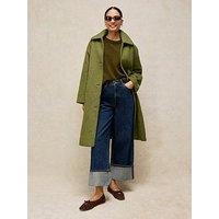 White Stuff Kelsey Wool Blend Longline Coat - Green
