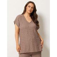 Yours Curve Bubble Texture Top - Brown