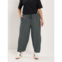Yours Curve Crinkle Barrel Trouser Regular - Grey