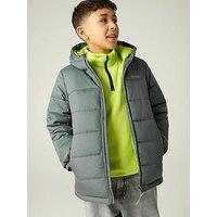Regatta Kids Lofthouse Baffled/Quilted Jacket - Dark Forest Green(Wild Lime)