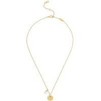 Coach Womens Textured C Pearl Cz Pendant Necklace - Gold