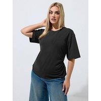 Yours Curve Corset Seam T-Shirt - Black